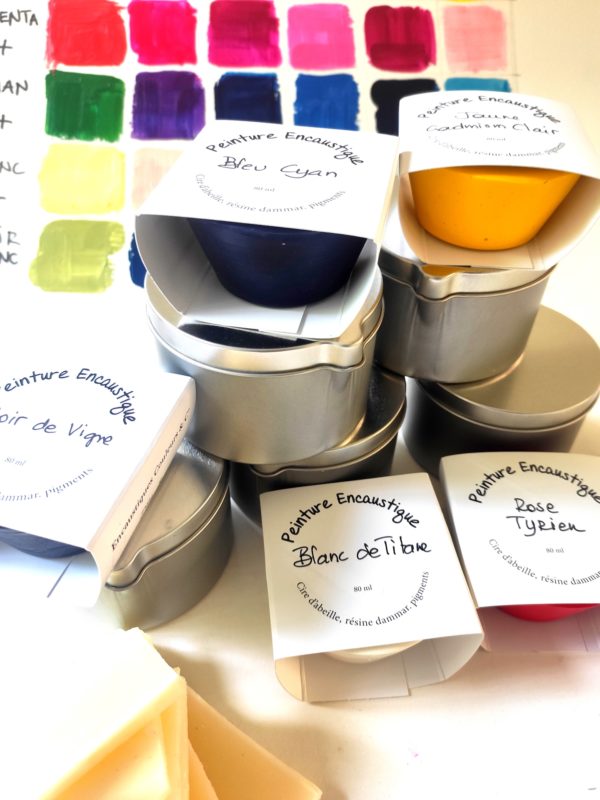 Kit de couleurs encaustiques primaires et godets
